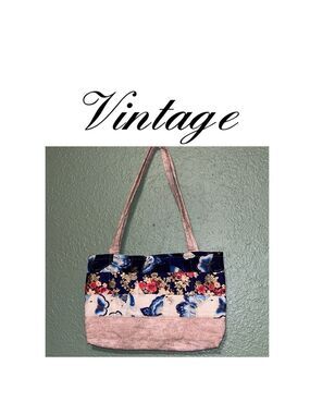 Vintage Quilted butterfly tote bag purse